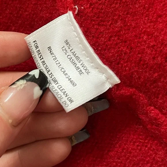 Eileen Fisher Red Wool Cashmere Open Cardigan Sweater Women’s Small Italian Yarn - Picture 3 of 4